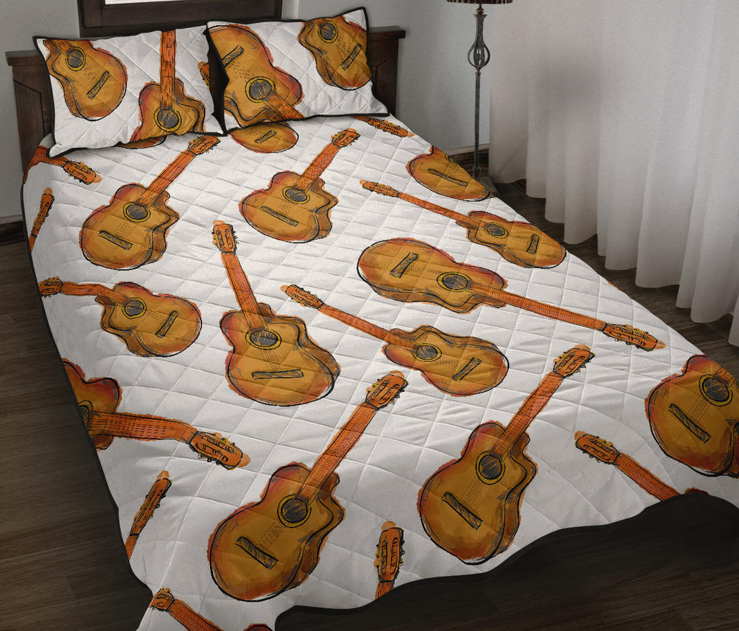 Paint Guitar Pattern Quilt Bed Set