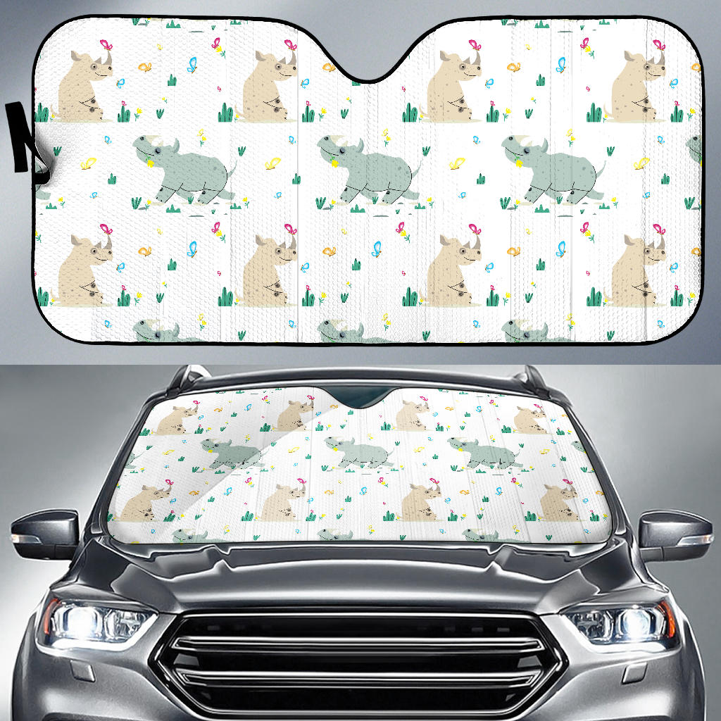 Cute Rhino Pattern Car Sun Shade