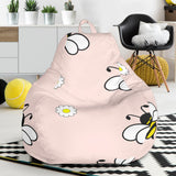 Cute Bee Flower Pattern Pink Background Bean Bag Cover