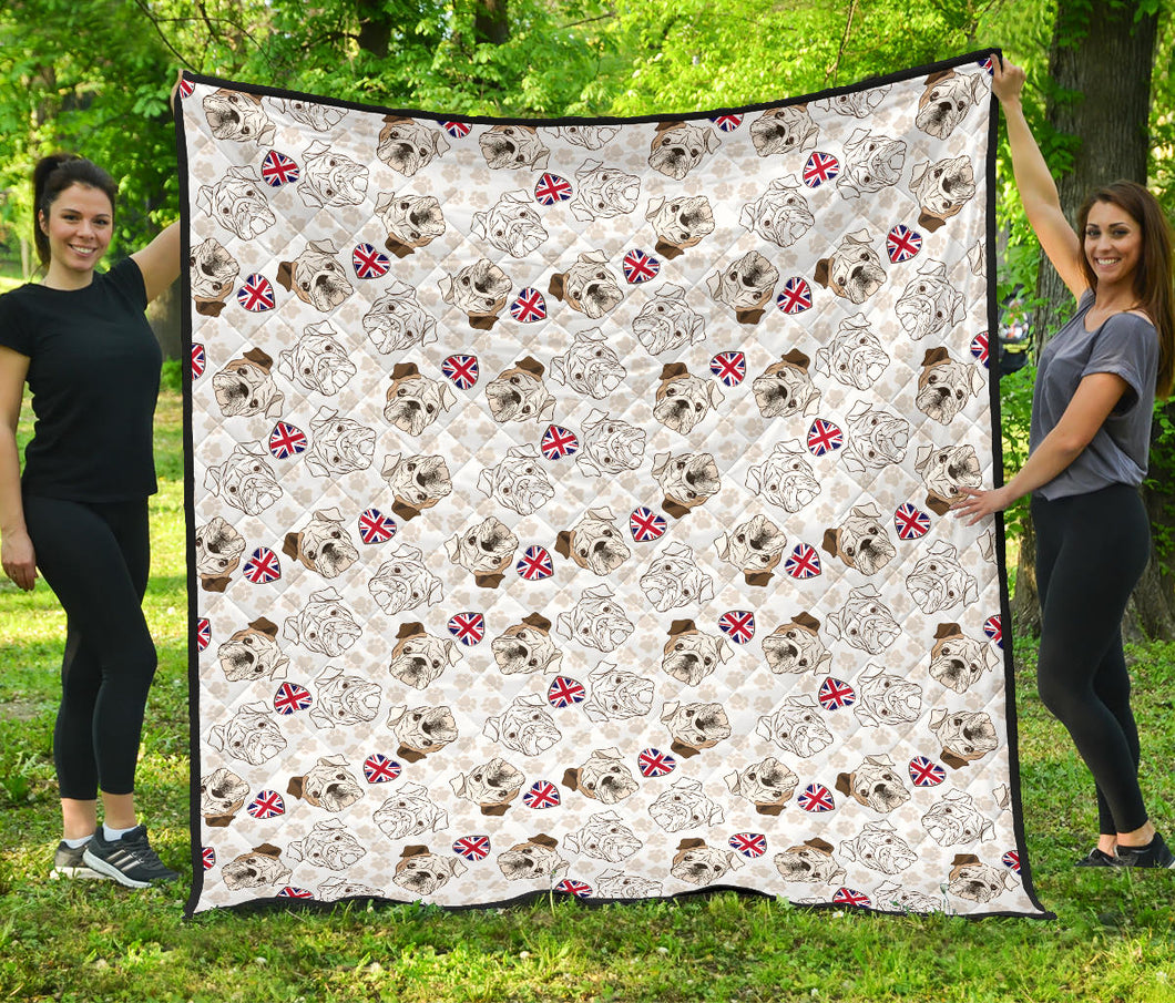 English Bulldog Pattern Print Design 01 Premium Quilt