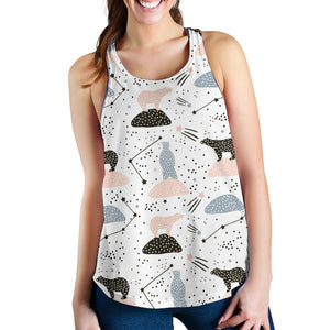Polar bears star poka dot pattern Women Racerback Tank Top