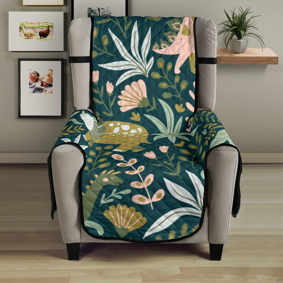 dinosaurs tropical leaves flower pattern Chair Cover Protector