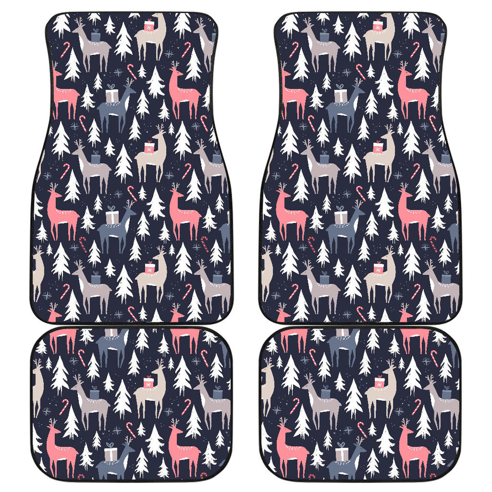 Deers Winter Christmas Pattern Front And Back Car Mats