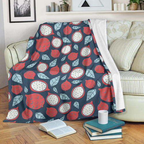 Dragon Fruits Dark Blue Background Premium Blanket