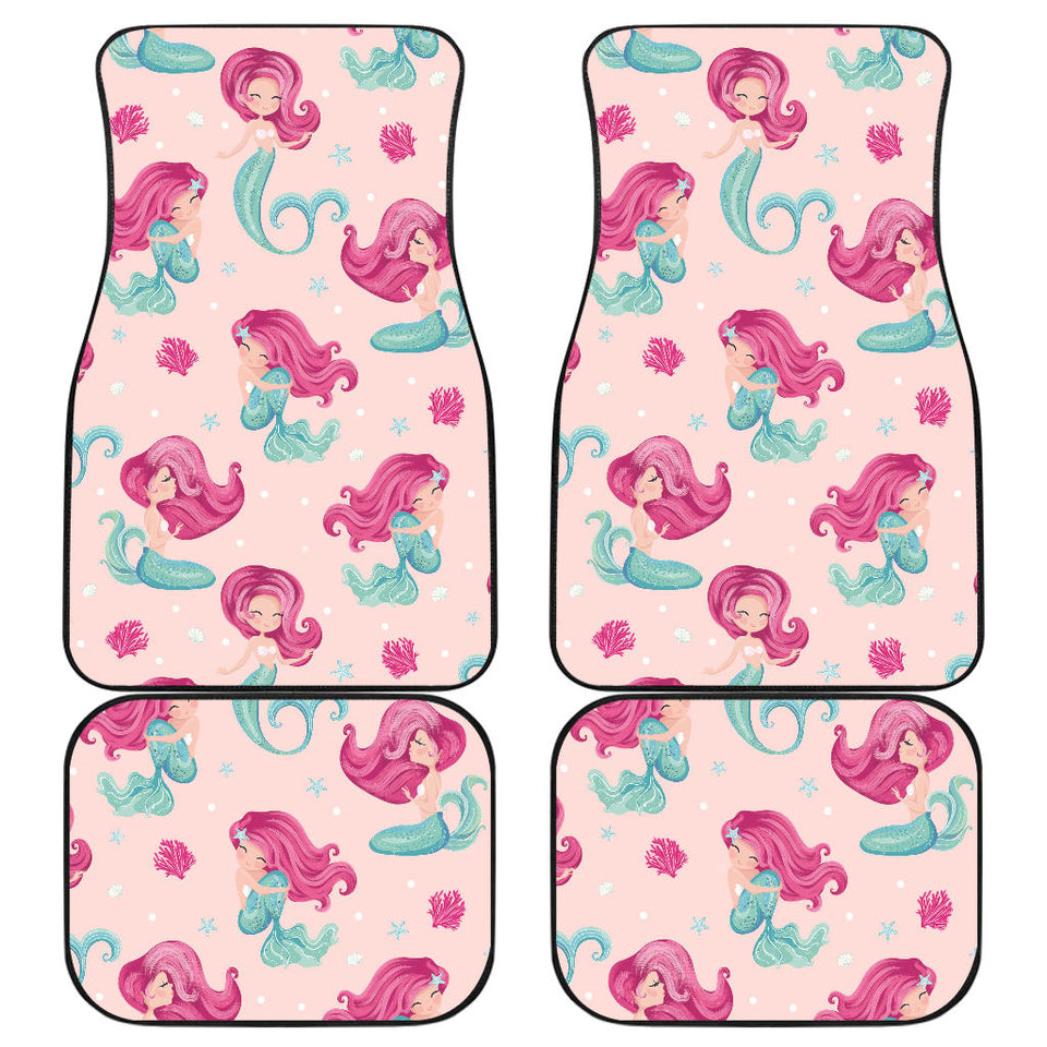 Cute Little Mermaid Pattern Front And Back Car Mats