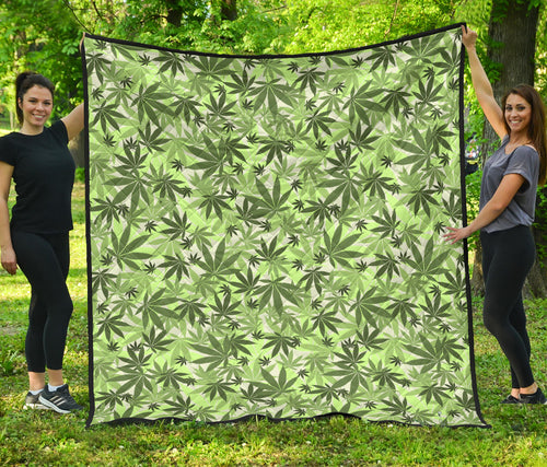 Canabis Marijuana Weed Pattern Print Design 01 Premium Quilt