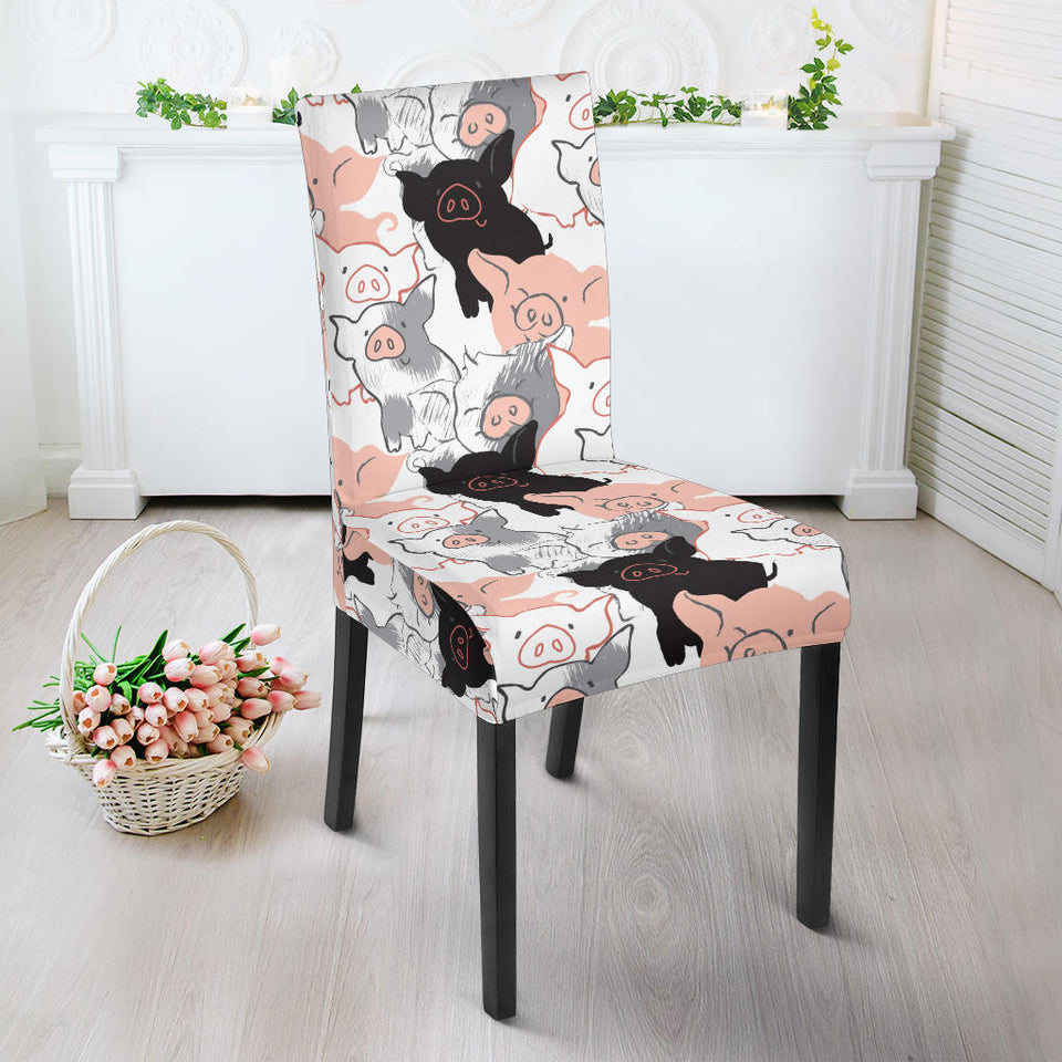 Pig Pattern Print Design 05 Dining Chair Slipcover