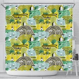 Hand Drawn Windmill Pattern Shower Curtain Fulfilled In US