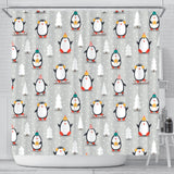 Cute Penguin Christmas Pattern Shower Curtain Fulfilled In US