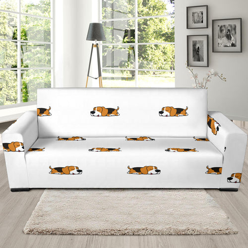 Cute Beagle Dog Sleeping Pattern Sofa Slipcover
