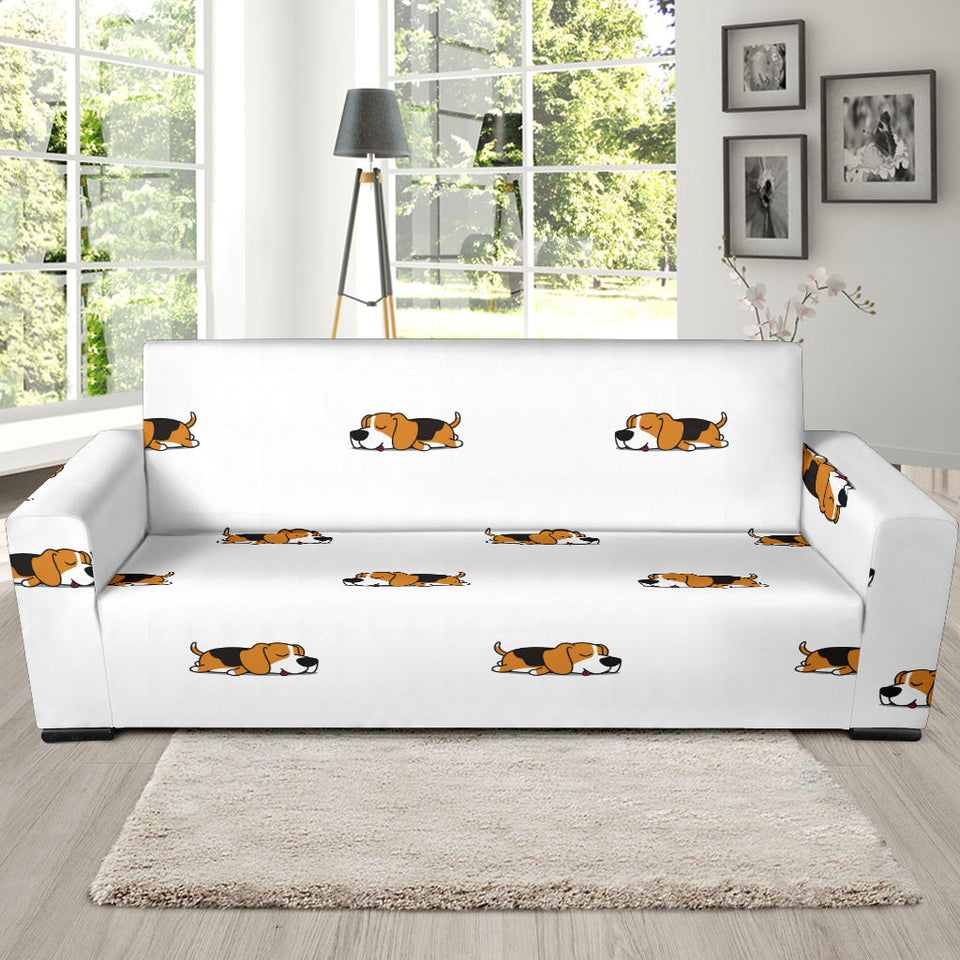 Cute Beagle Dog Sleeping Pattern Sofa Slipcover