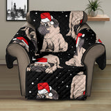 Christmas Pugs Santa_s red cap pattern Recliner Cover Protector
