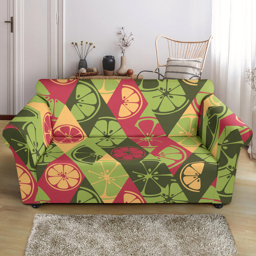 Cool Geometric Lime Pattern Loveseat Couch Slipcover
