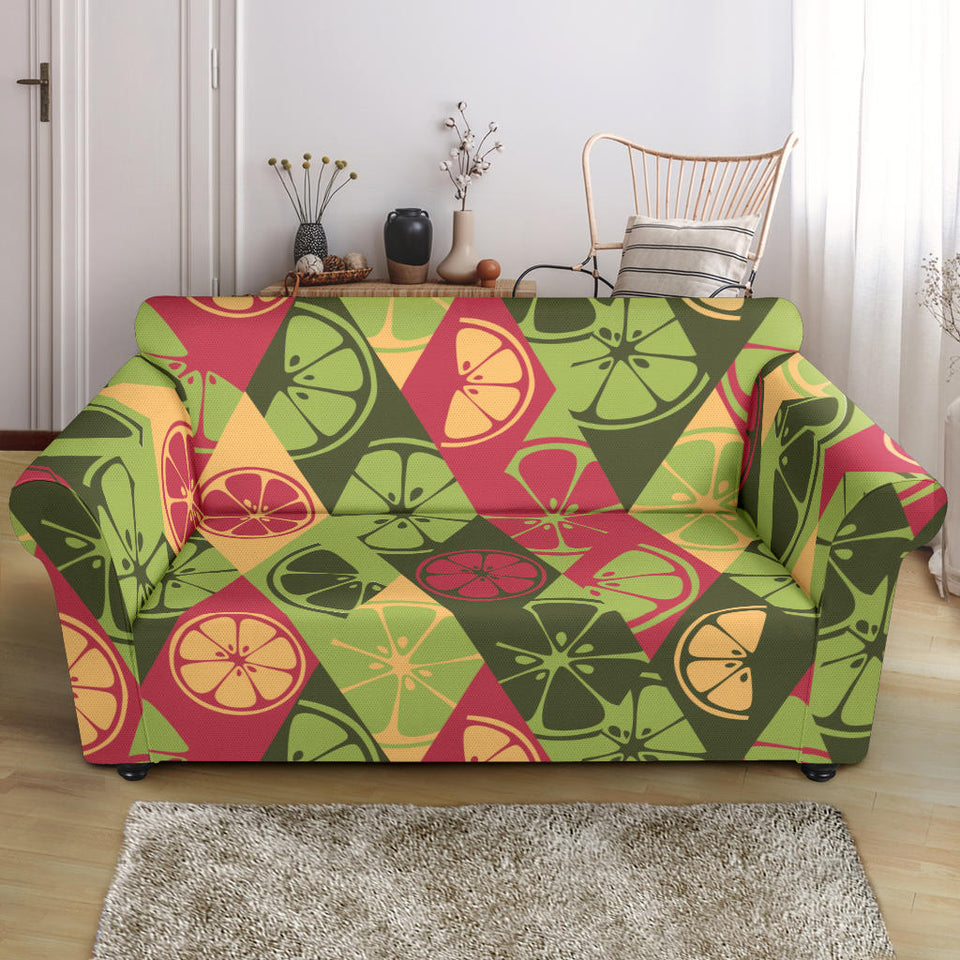 Cool Geometric Lime Pattern Loveseat Couch Slipcover