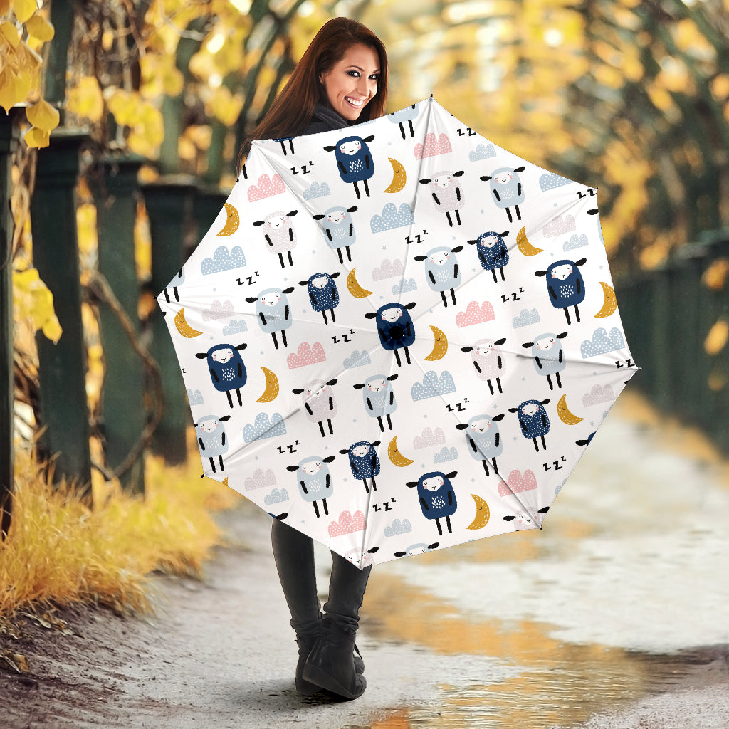 Cute Sleeping Sheep Moon Cloud Pattern Umbrella
