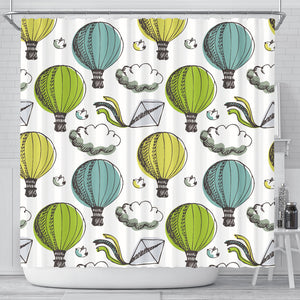 Hot Air Balloon Bird Cloud Pattern Shower Curtain Fulfilled In US