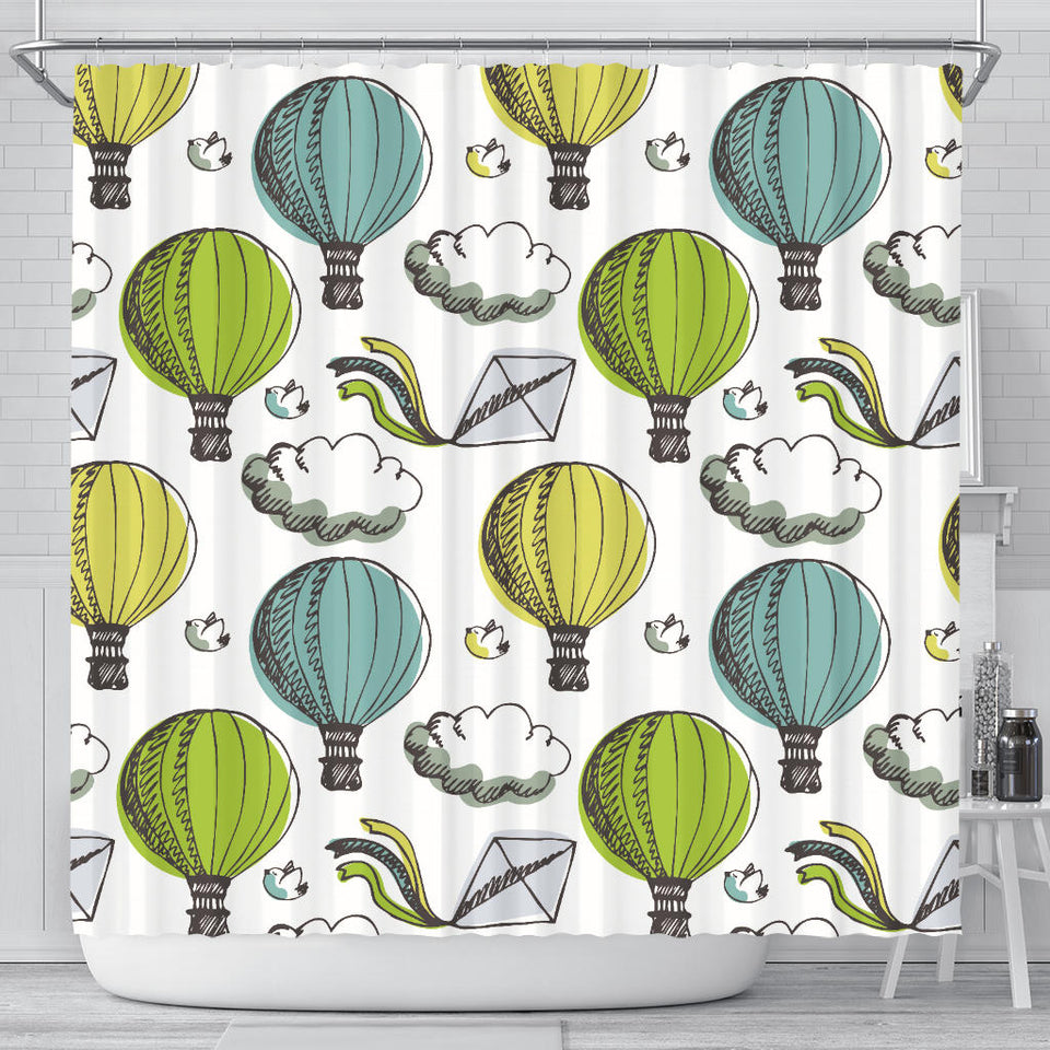 Hot Air Balloon Bird Cloud Pattern Shower Curtain Fulfilled In US