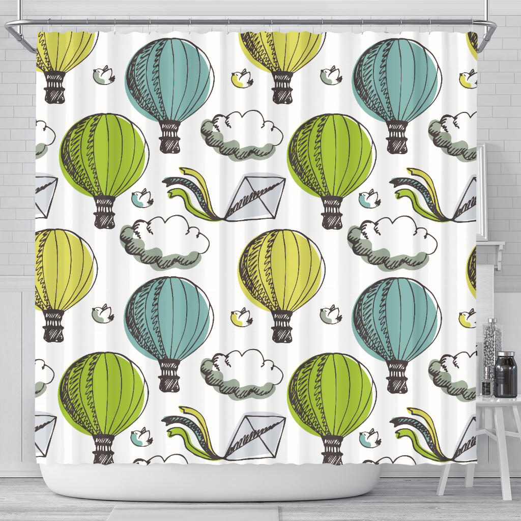 Hot Air Balloon Bird Cloud Pattern Shower Curtain Fulfilled In US