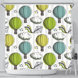 Hot Air Balloon Bird Cloud Pattern Shower Curtain Fulfilled In US