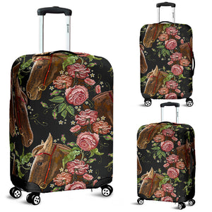 Horse Head Wild Roses Pattern Luggage Covers