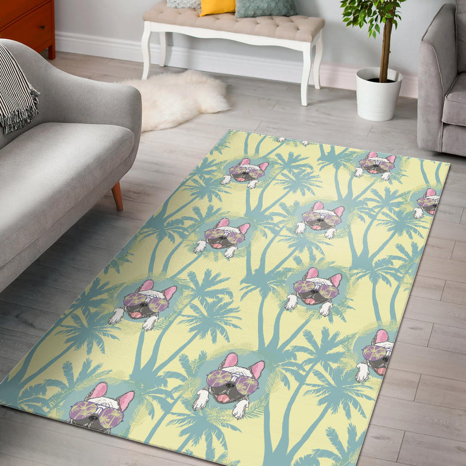 French Bulldog Hawaii Blackground Area Rug