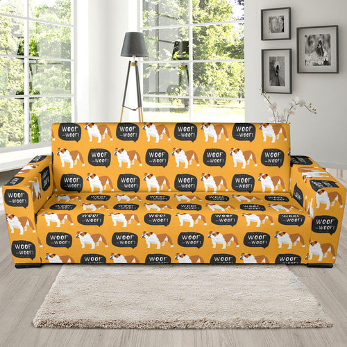 English Bulldog Pattern Print Design 04 Sofa Slipcover