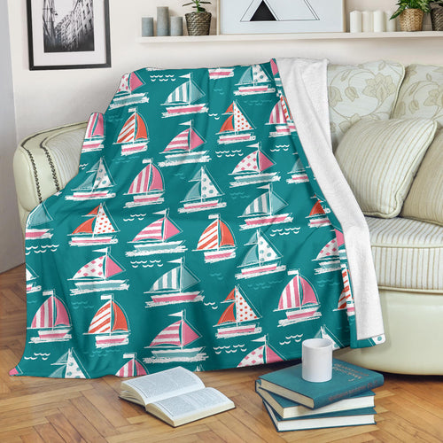 Cute Sailboat Pattern Premium Blanket