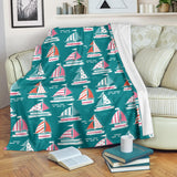 Cute Sailboat Pattern Premium Blanket