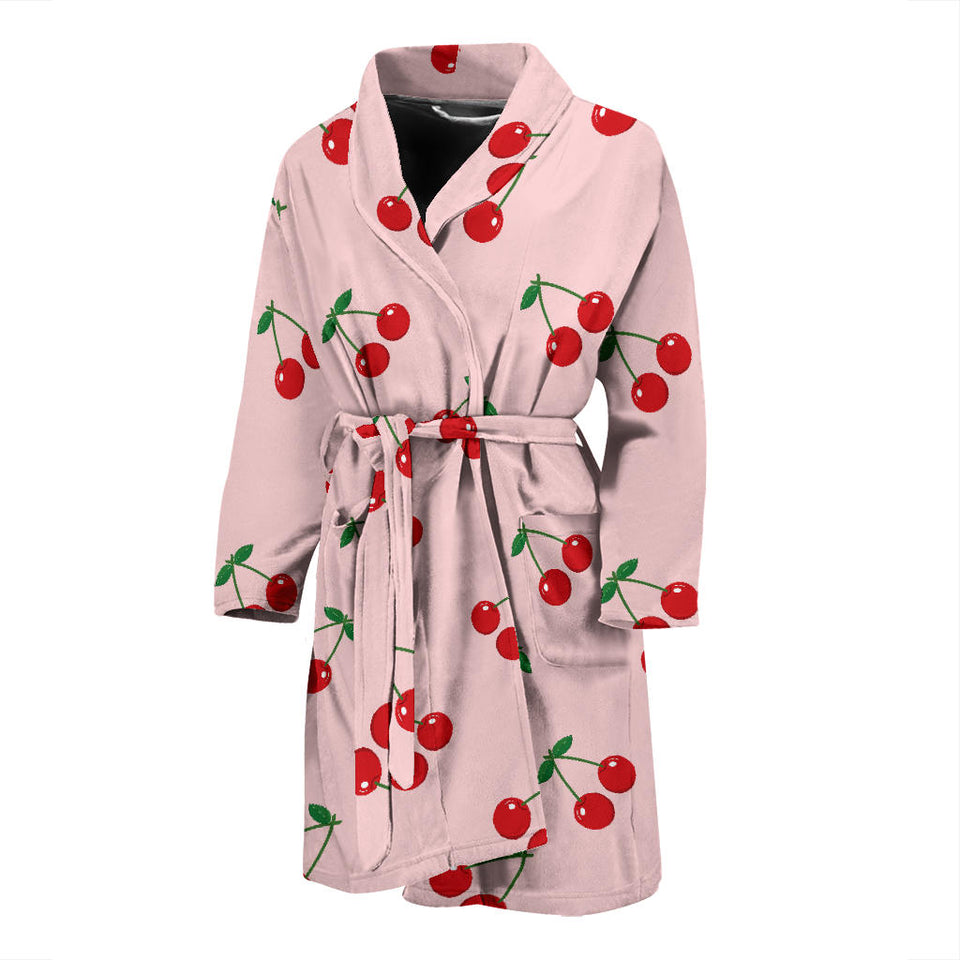 Cherry Pattern Pink Background Men'S Bathrobe