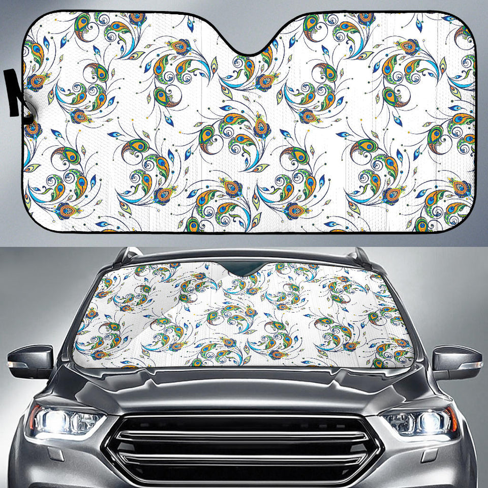Peacock Feather Pattern Car Sun Shade