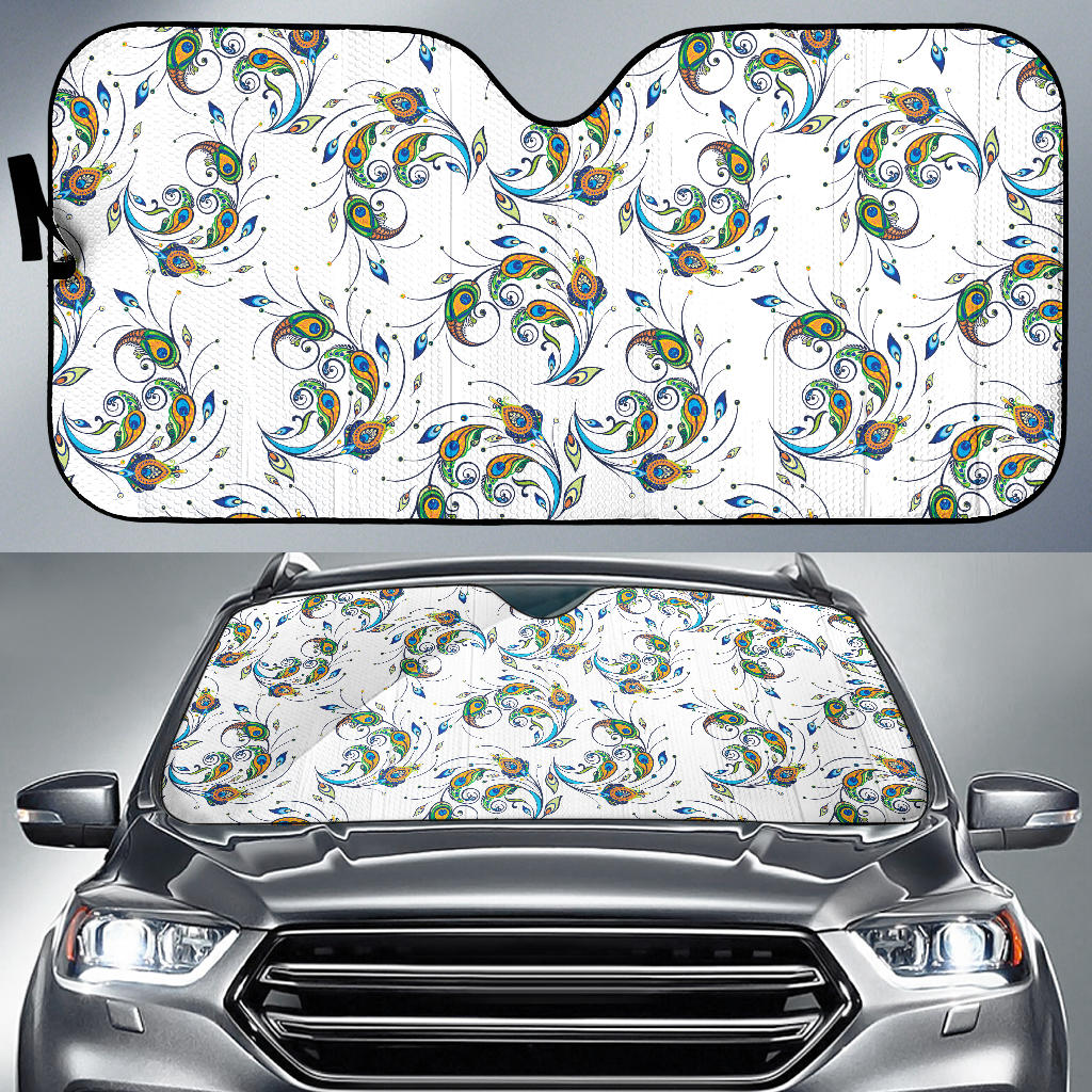 Peacock Feather Pattern Car Sun Shade