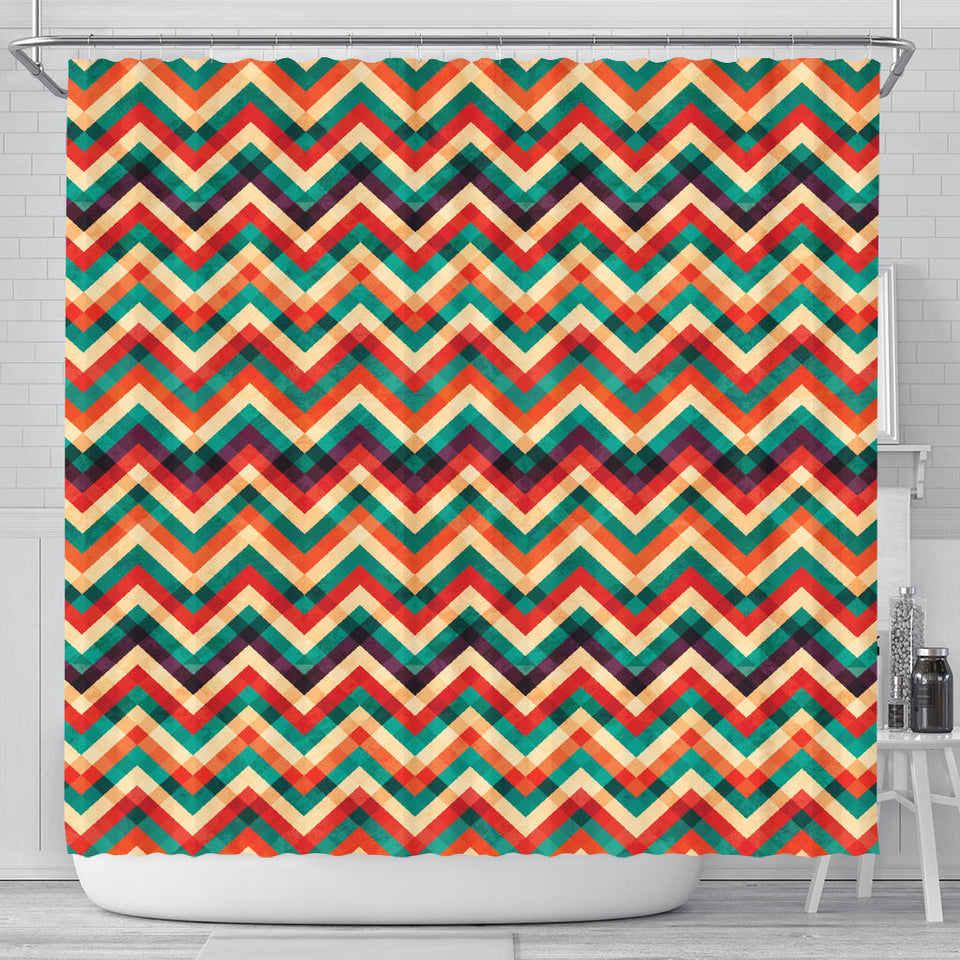 Zigzag  Chevron Colorful Pattern Shower Curtain Fulfilled In US