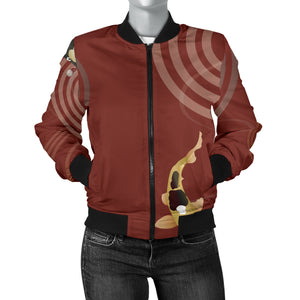 Koi Fish Carp Fish Red Background Women'S Bomber Jacket