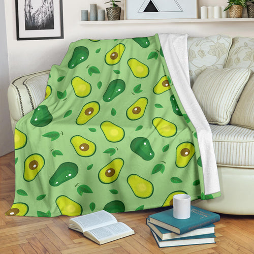 Avocado Pattern Green Background Premium Blanket