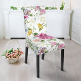 Hand Drawn Butterfly Rose Dining Chair Slipcover