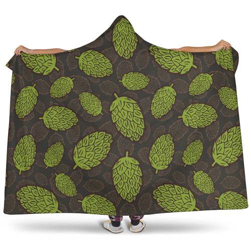 Hop Pattern Black Background Hooded Blanket