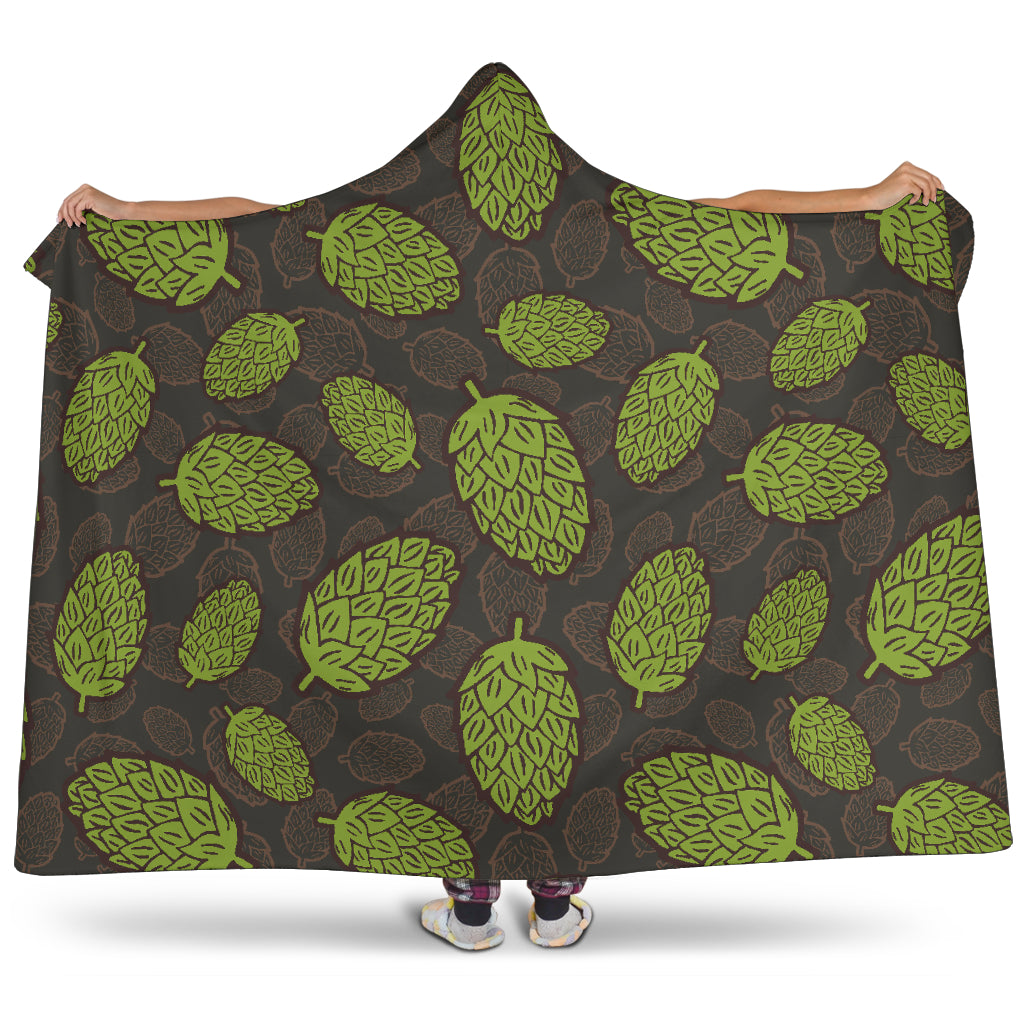 Hop Pattern Black Background Hooded Blanket