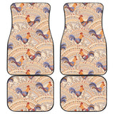 Cute Rooster Chicken Cock Floral Ornament Background Front And Back Car Mats