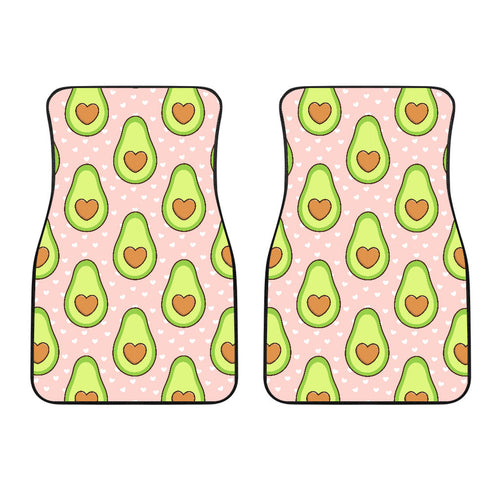 Avocado Heart Pink Background  Front Car Mats