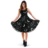 Hand Drawn Space Rocket Star Planet Sleeveless Midi Dress