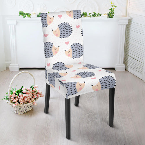 Hedgehog Pattern Print Design 04 Dining Chair Slipcover