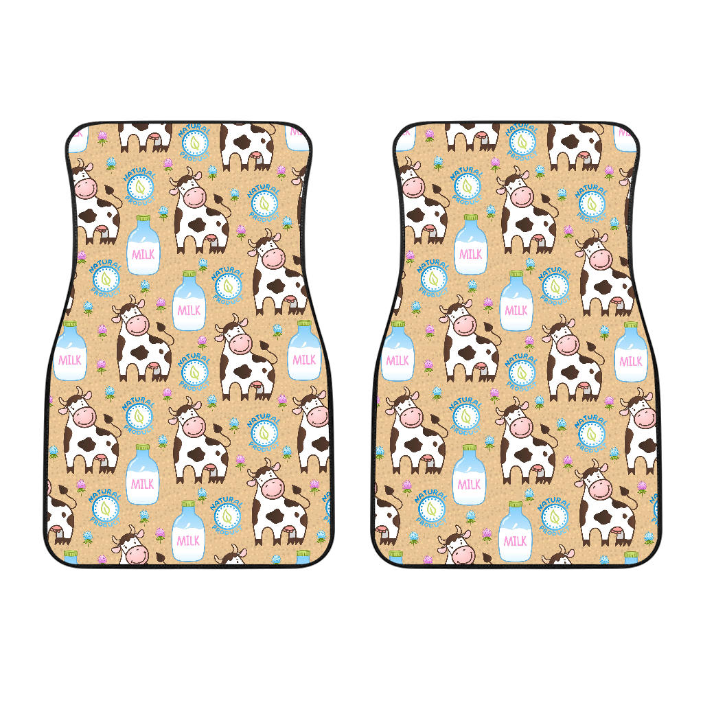 Cow Bottle Of Milk Pattern Front Car Mats