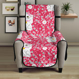 Maneki Neko Lucky Cat sakura pink background Chair Cover Protector