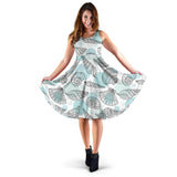 Shell Polynesian Tribal Sleeveless Midi Dress