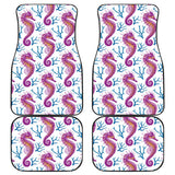 Purple Seahorse Blue Coral Pattern Front And Back Car Mats