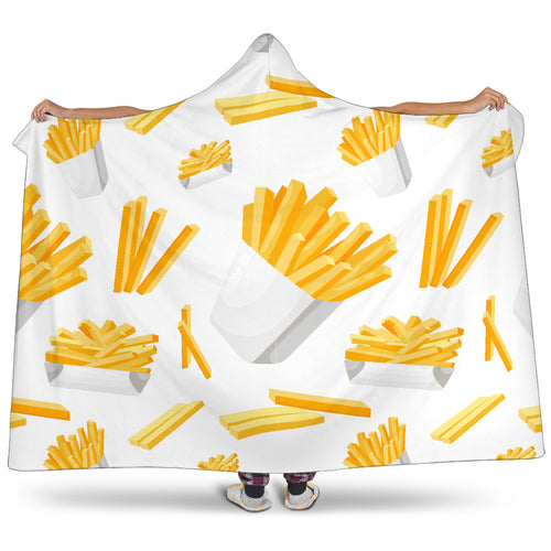 French Fries White Paper Box Pattern Hooded Blanket