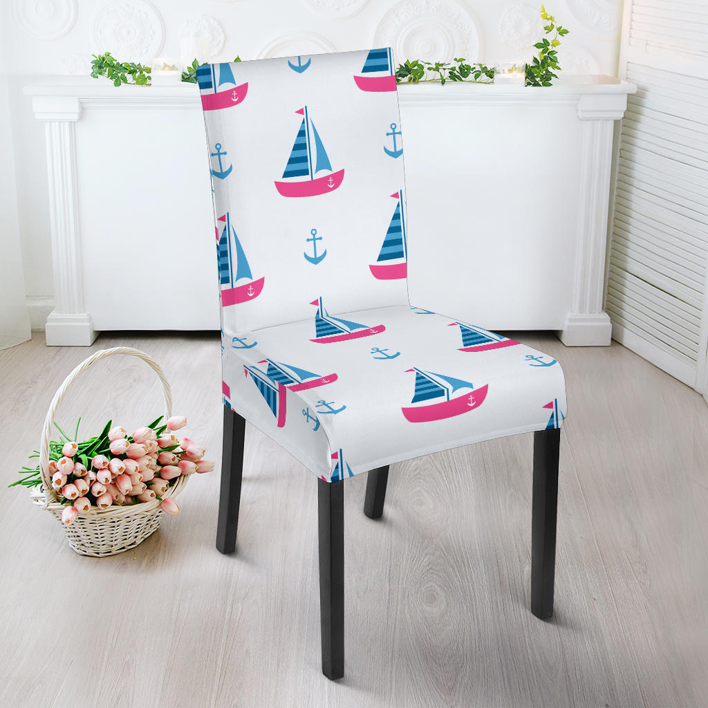 Sailboat Anchor Pattern Dining Chair Slipcover