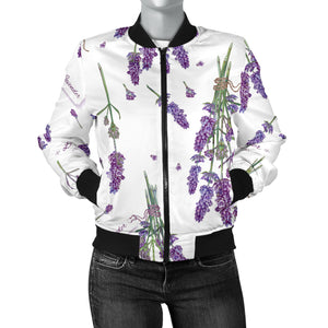 Lavender Flower Design Pattern Women'S Bomber Jacket