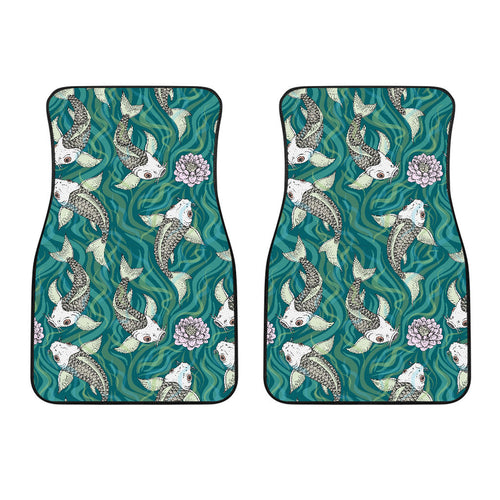 Koi Fish Carp Fish Lotus Pattern Front Car Mats