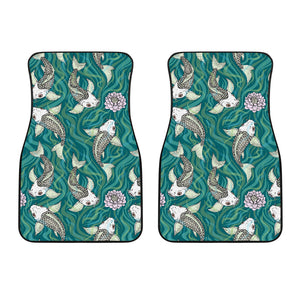 Koi Fish Carp Fish Lotus Pattern Front Car Mats